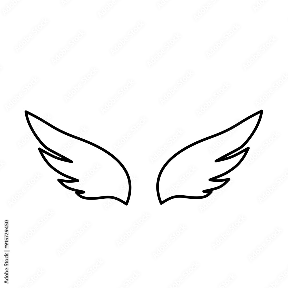 Wings icons. Black wings icons. Bird wings, angel wings elements. Vector illustration Wings icons. Black wings icons. Bird wings, angel wings elements. Vector illustration