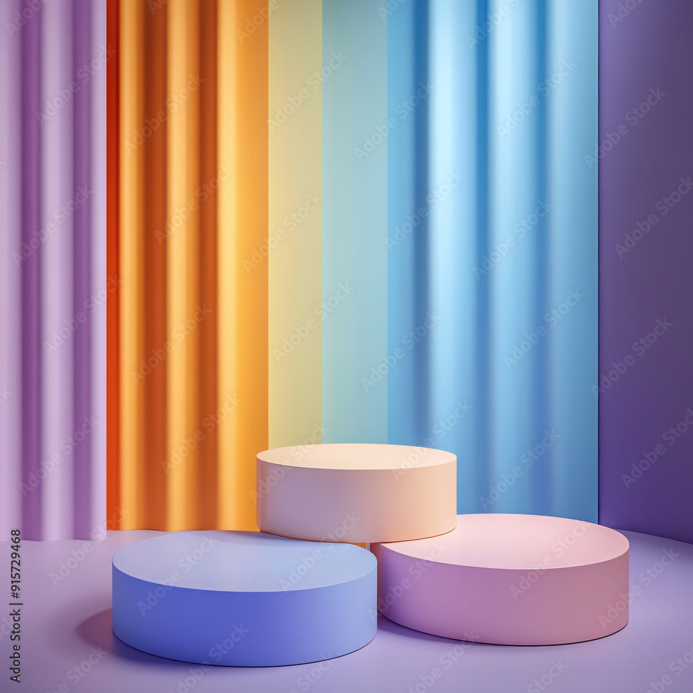 podium backdrop for product display with pastel and dreamy colors background podium backdrop for product display with pastel and dreamy colors background