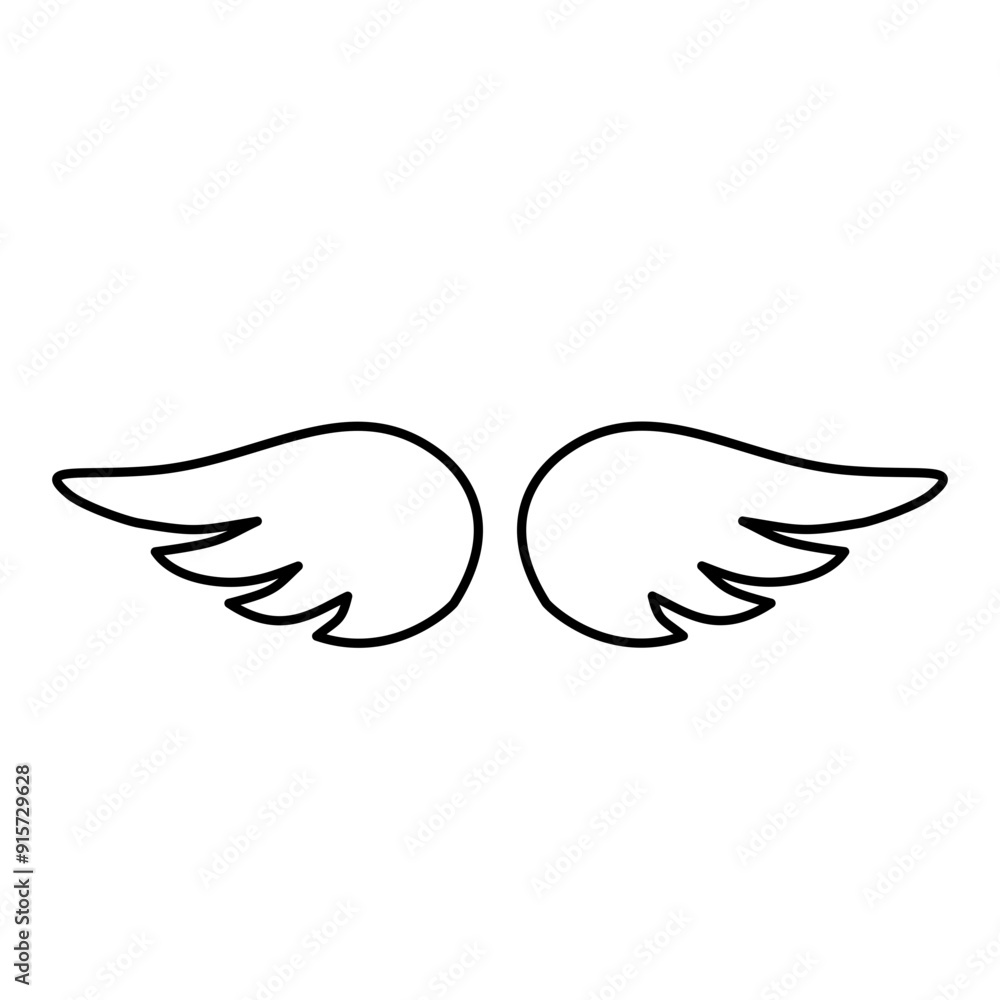 Wings icons. Black wings icons. Bird wings, angel wings elements. Vector illustration Wings icons. Black wings icons. Bird wings, angel wings elements. Vector illustration