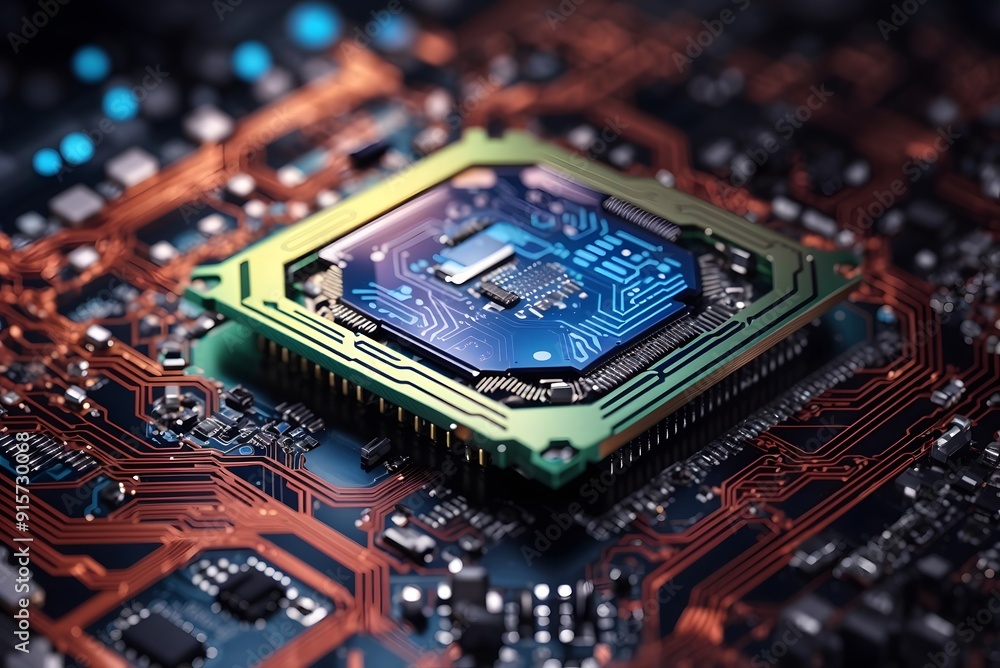 Cpu on a motherboard. technology background. High resolution 3d render
Cpu on a motherboard. technology background. High resolution 3d render