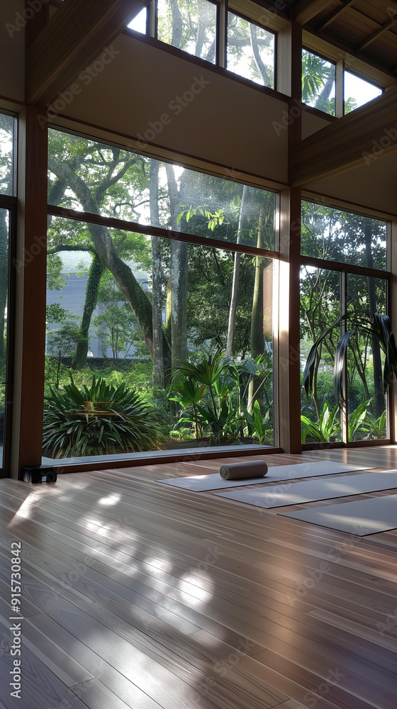 Tranquil Yoga Studio with Nature Views - Serene Meditation Space for Mindfulness and Relaxation Tranquil Yoga Studio with Nature Views - Serene Meditation Space for Mindfulness and Relaxation