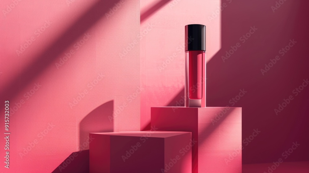 Beauty cosmetic makeup bottle displayed on podium with shadow. Beauty cosmetic makeup bottle displayed on podium with shadow.
