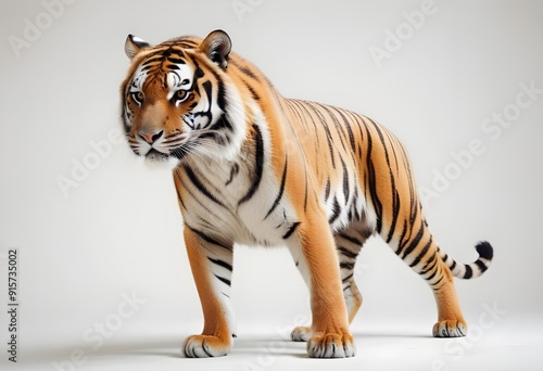 Ferocious tiger in studio with different colour of backgrounds