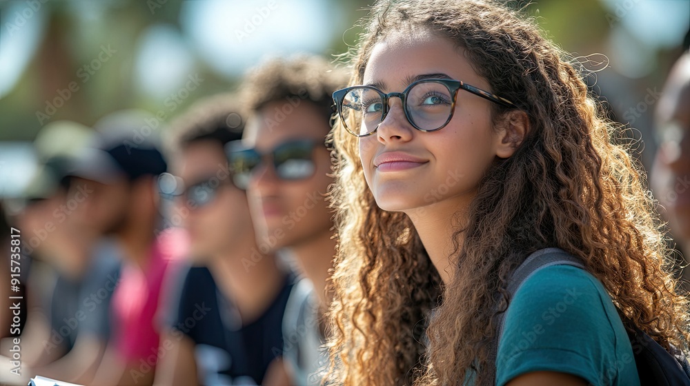 A girl with glasses is smiling at the camera A girl with glasses is smiling at the camera