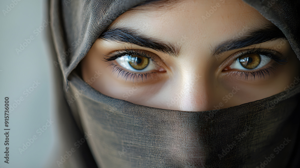 Closeup portrait of young woman wearing a niqab, hijab Closeup portrait of young woman wearing a niqab, hijab