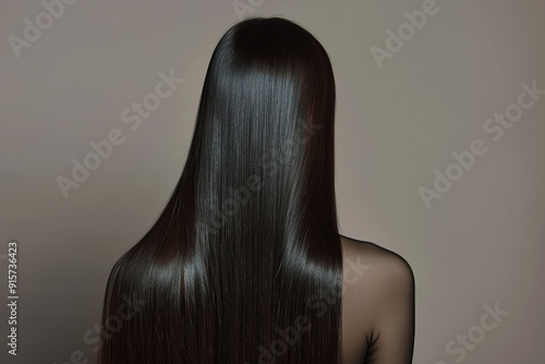 Woman with beautiful healthy shiny long hair, rear view. 