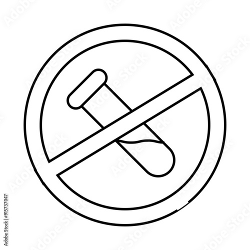 gmo free flask crossed out mark line icon vector. gmo free flask crossed out mark sign. isolated contour symbol black illustration