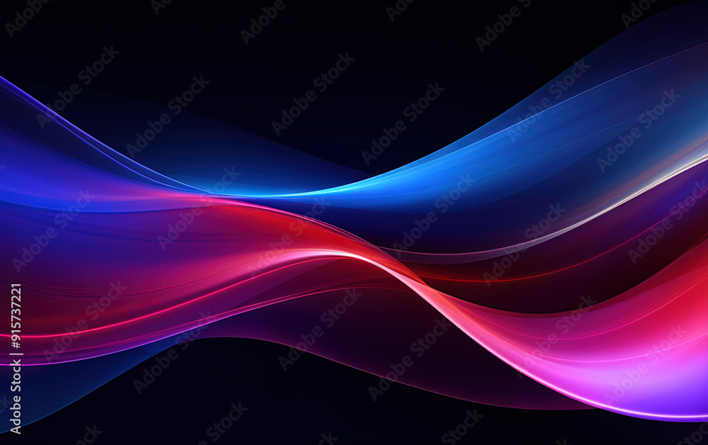 Fototapeta premium Vibrant abstract blue and red waveform with fluid motion and colorful gradients.