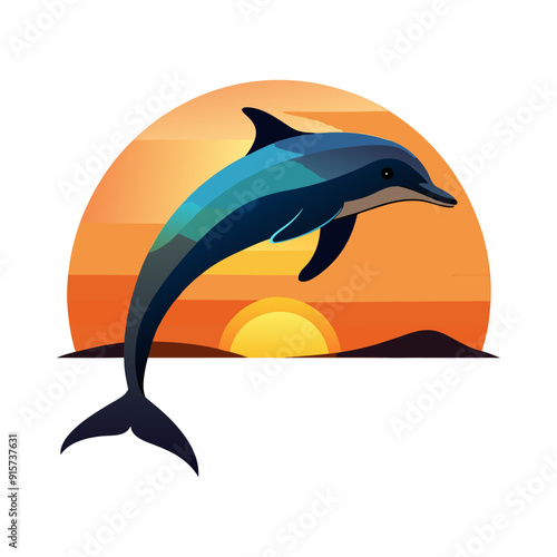 Jumping dolphin symbol