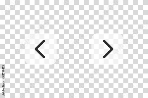 Transparent arrow navigation buttons for User Interface. Carousel slider symbols. Vector icons in flat style