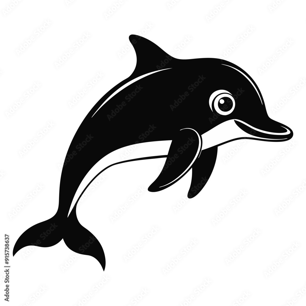 Fototapeta premium dolphin silhouette vector icon illustration isolated on white background