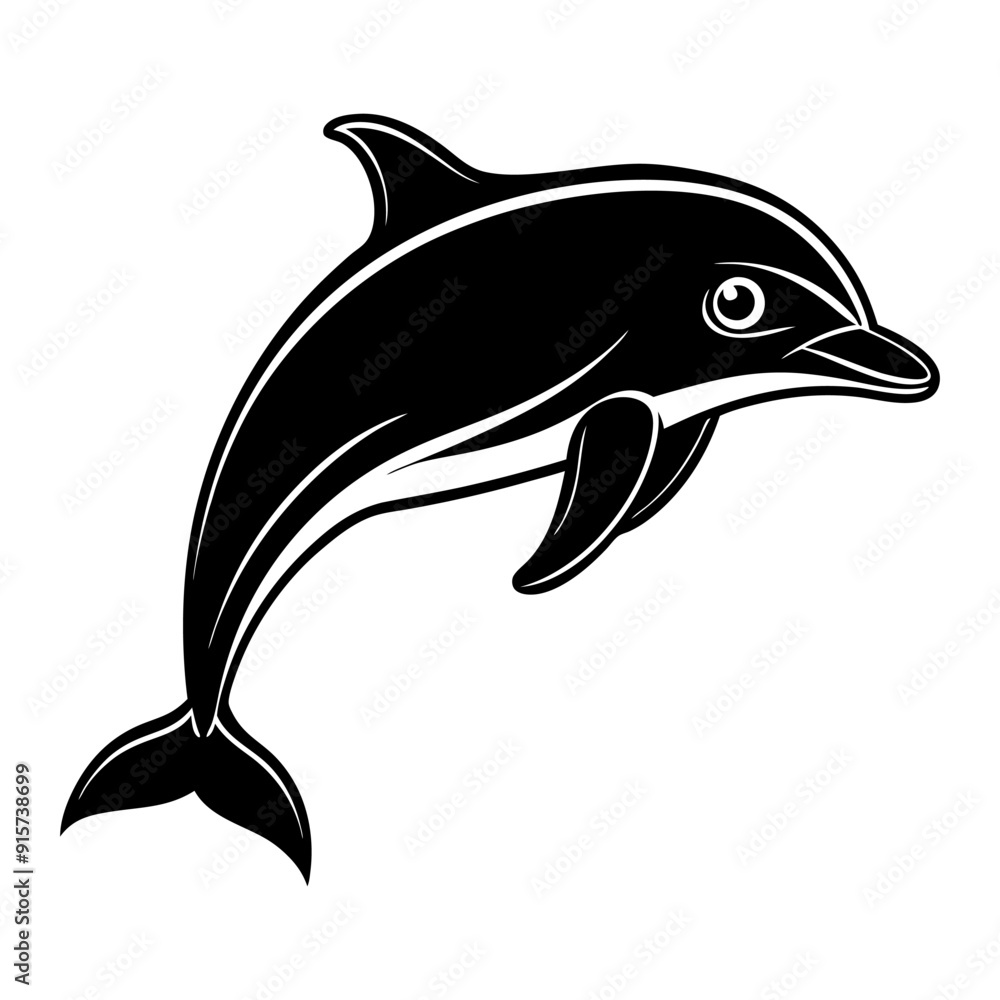 Jumping dolphin symbol silhouette illustration Jumping dolphin symbol silhouette illustration
