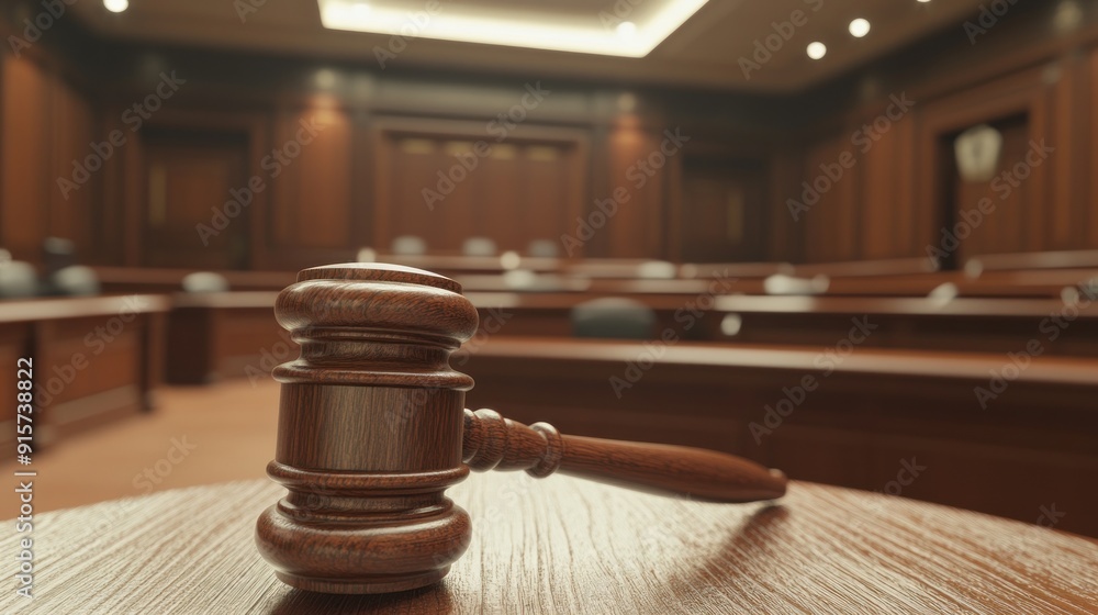 The gavel in front of an empty courtroom The gavel in front of an empty courtroom