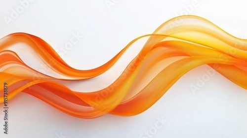 Abstract orange wave design with smooth curves and soft shadows on clean white modern background