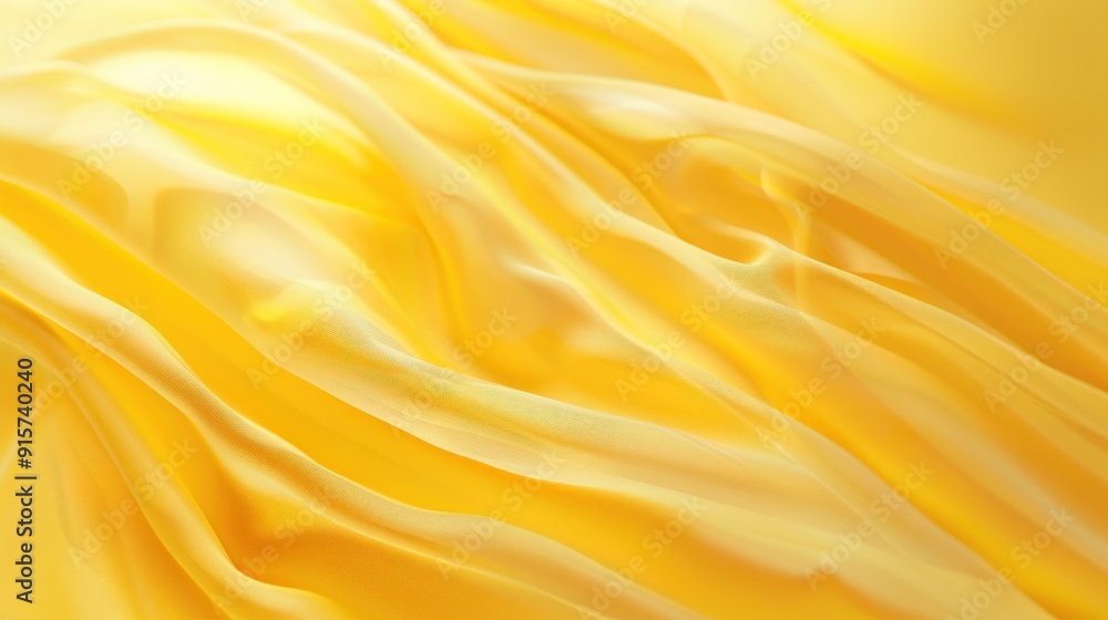 Flowing yellow fabric with wavy texture and light sheen Flowing yellow fabric with wavy texture and light sheen