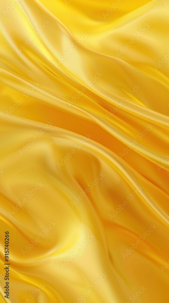 Bright yellow fabric with smooth, flowing folds and creases Bright yellow fabric with smooth, flowing folds and creases