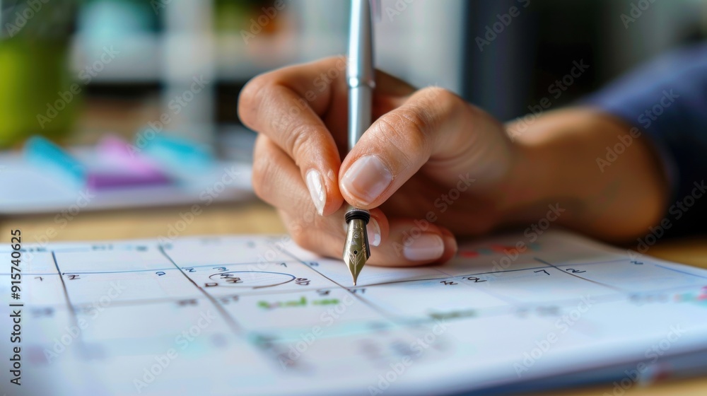 Woman Writing on a Calendar Woman Writing on a Calendar