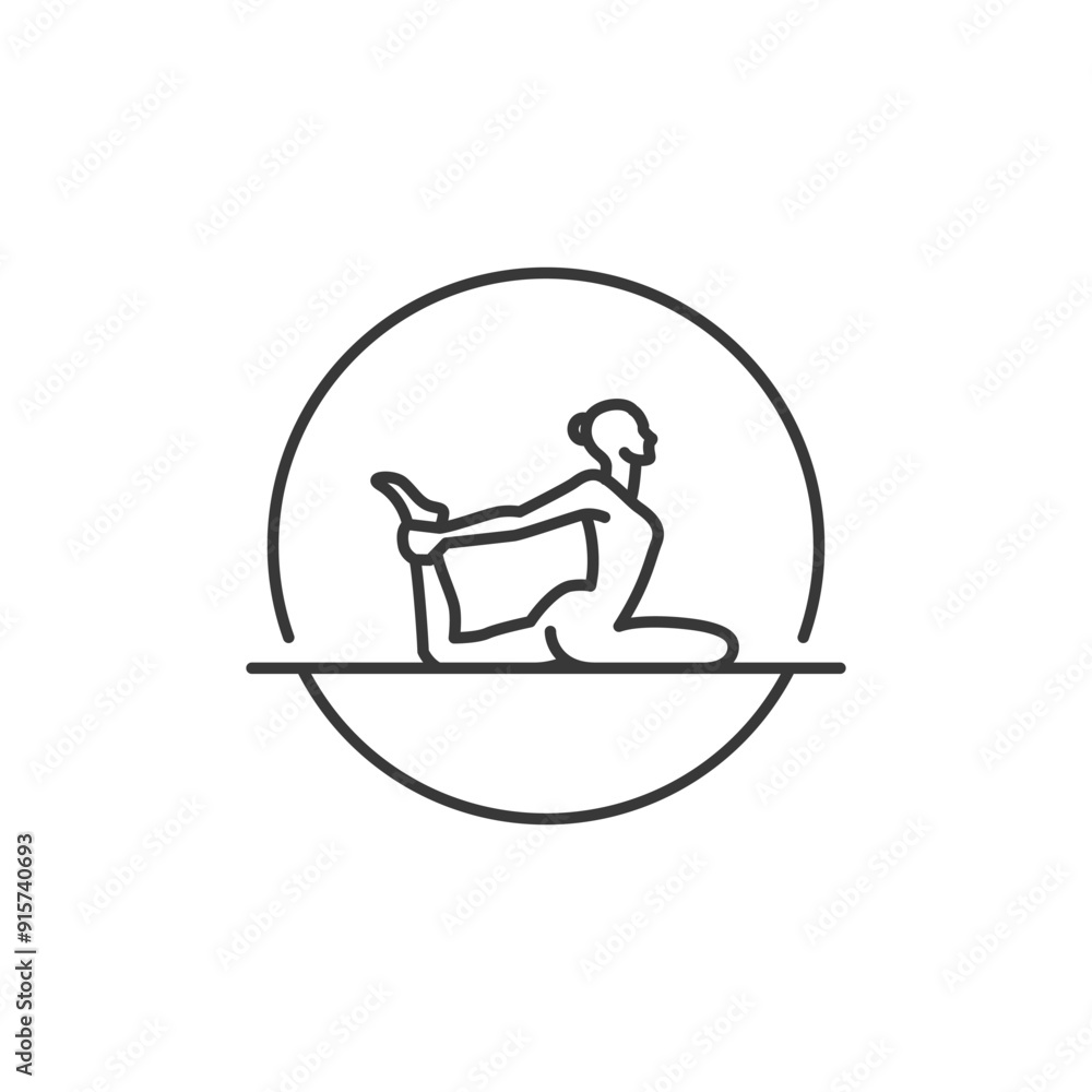 Yoga Pose illustration. Line Woman of one leg pigeon. Pilates Movement Symbol. Woman Gymnastic Signature. Sport Warm Up Graphic Resource. Stretching Exercise, Pilates Studio Logo. Spa lounge Yoga Pose illustration. Line Woman of one leg pigeon. Pilates Movement Symbol. Woman Gymnastic Signature. Sport Warm Up Graphic Resource. Stretching Exercise, Pilates Studio Logo. Spa lounge