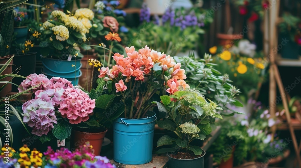 Fototapeta premium Flower planting and home garden decor in spring