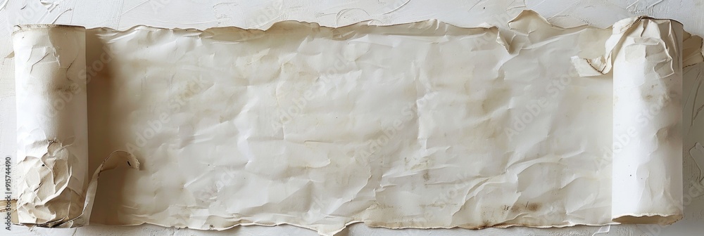 Banner White. Vintage Old White Paper Scroll Ribbon Banner Design Stock ...