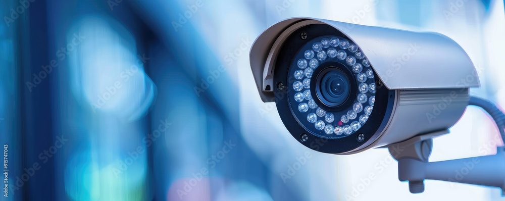 A close-up shot of a modern security camera installed outdoors, equipped with infrared and advanced recording technology, exemplifying modern surveillance systems A close-up shot of a modern security camera installed outdoors, equipped with infrared and advanced recording technology, exemplifying modern surveillance systems