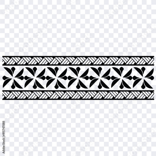 Polynesian tattoo tribal band design. Samoan tattoo tribal ornament border. Decorative seamless pattern.
