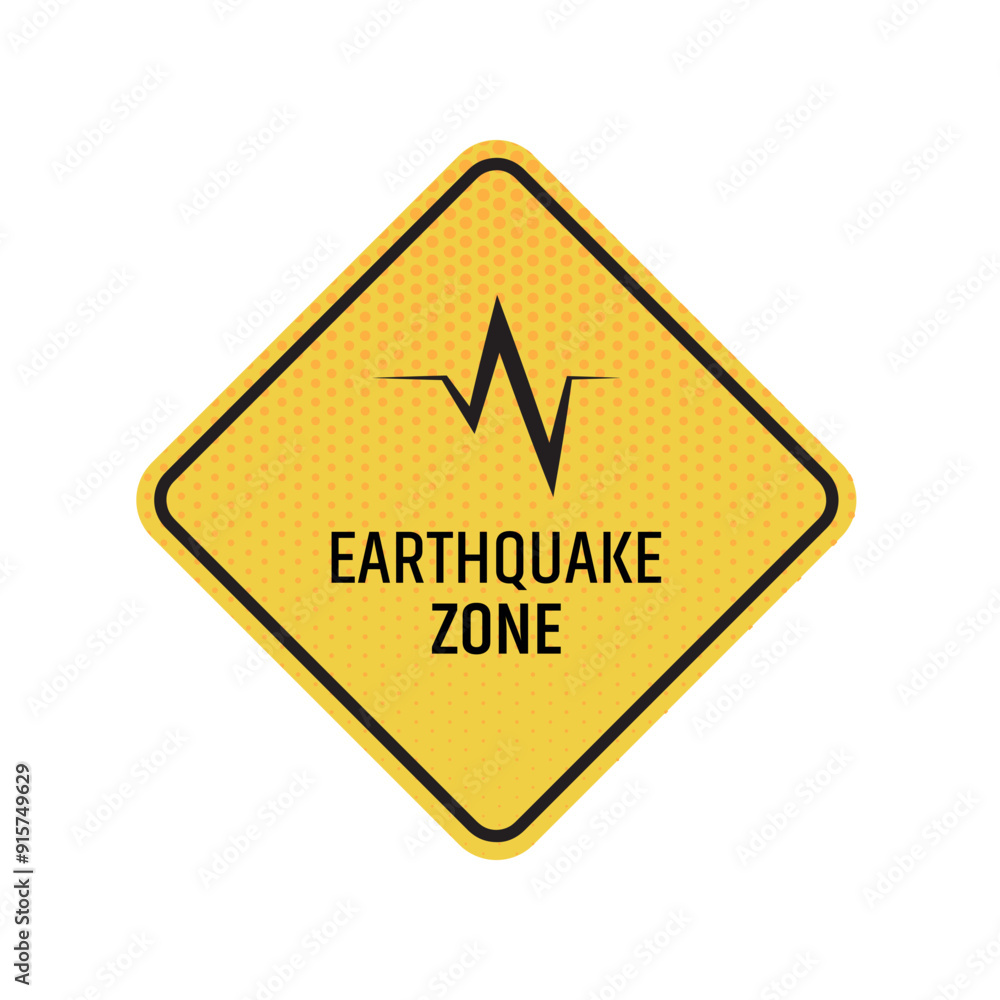 yellow information earthquake sign on wall yellow information earthquake sign on wall