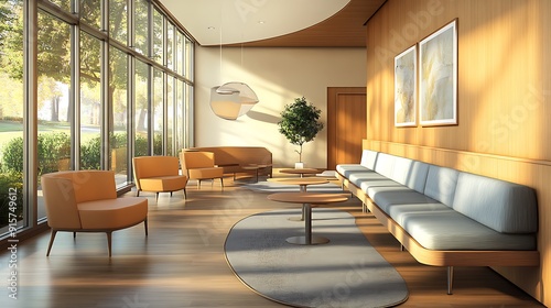 Modern Lobby with Large Windows and Comfortable Seating