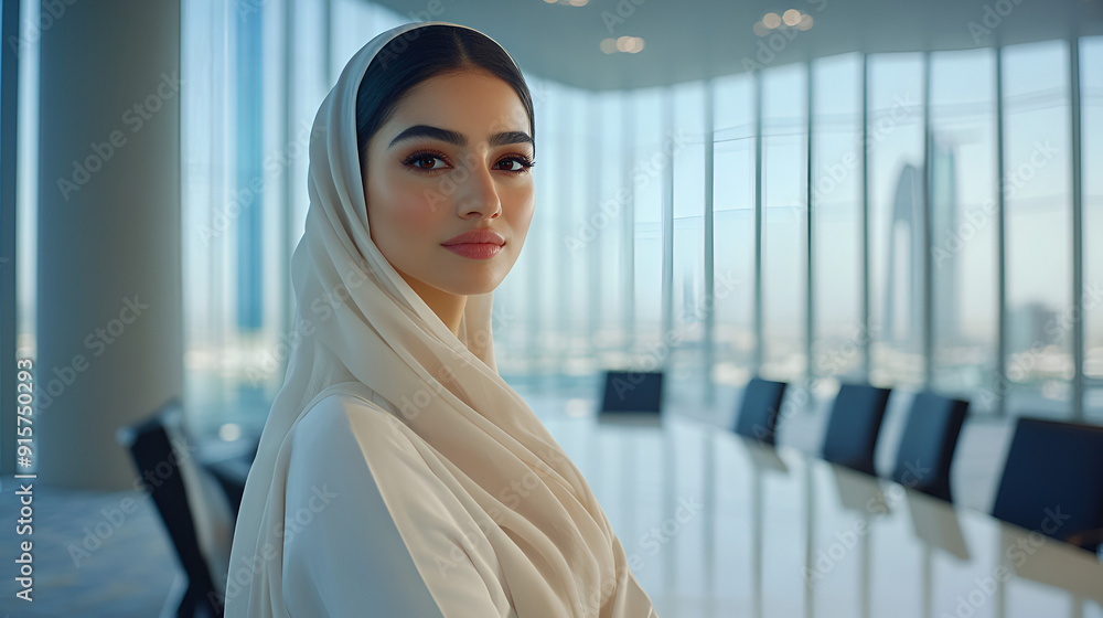 Emirati Woman in Modern Conference Room Emirati Woman in Modern Conference Room