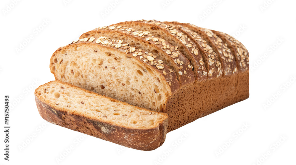 Sliced Multigrain bread isolated on white background, transparent png file Sliced Multigrain bread isolated on white background, transparent png file