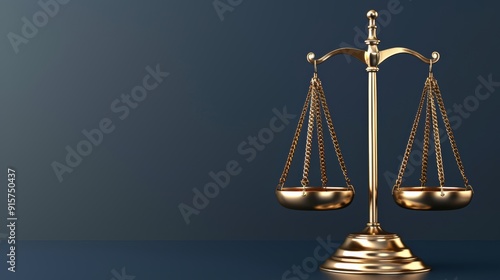 3d bronze justice scales on dark blue studio background for legal concept illustration