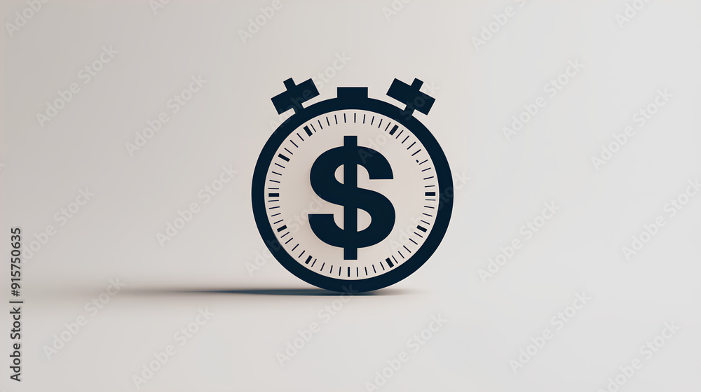 the timer symbol with dollar sign inside, white background, the timer symbol with dollar sign inside, white background,