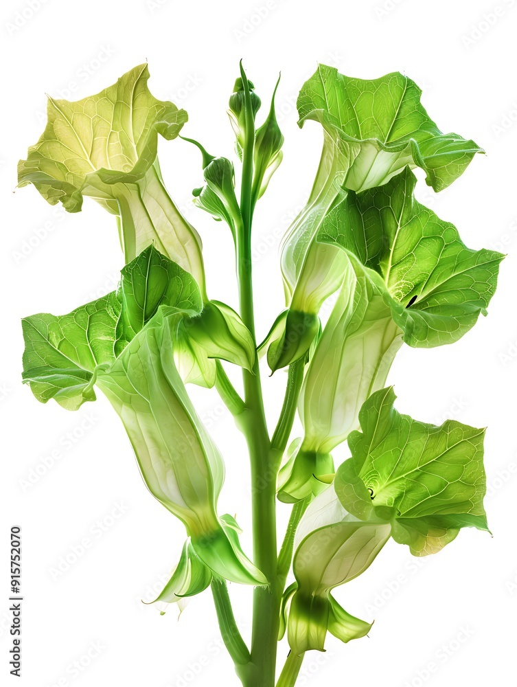 Obraz premium Green Bells of Ireland Isolated on White Background. Beautiful Bells of Ireland Flower