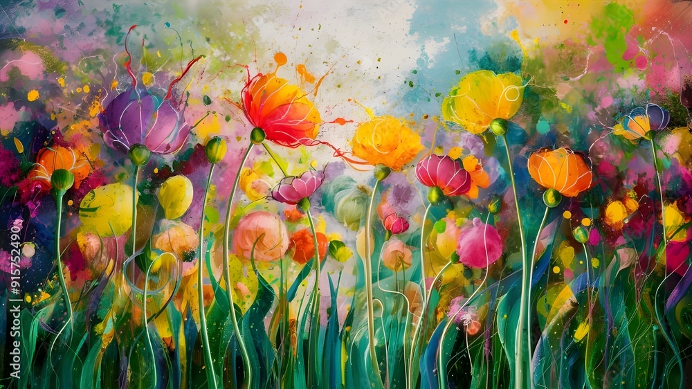 Obraz premium abstract art wallpaper of colorful flowers with colorful background
