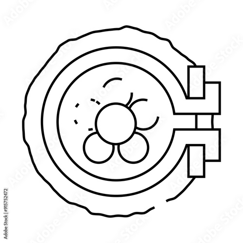 embroidering flower in embroidery hoop line icon vector. embroidering flower in embroidery hoop sign. isolated contour symbol black illustration