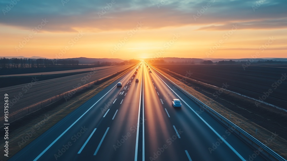 A serene highway stretching towards a vibrant sunset, capturing the essence of travel and adventure in a tranquil landscape. A serene highway stretching towards a vibrant sunset, capturing the essence of travel and adventure in a tranquil landscape.