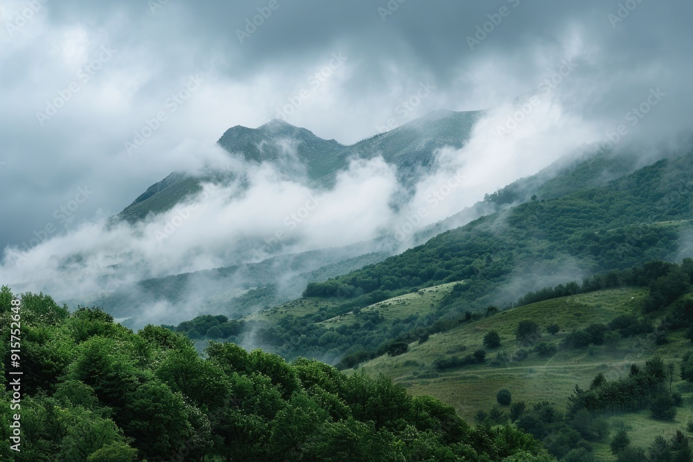 Clouds Mountain. Beautiful View of Grey Clouds over Mountain Landscape in Irpinia, Campania, Italy Clouds Mountain. Beautiful View of Grey Clouds over Mountain Landscape in Irpinia, Campania, Italy