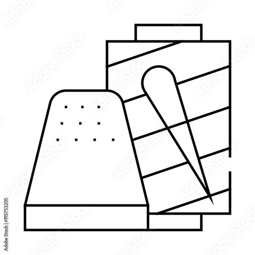 thimble with thread line icon vector. thimble with thread sign. isolated contour symbol black illustration