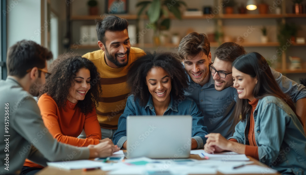 Diverse Team Collaboration on Laptop, Project Success Group, Business Meeting, New Ideas, Start Up Innovation Diverse Team Collaboration on Laptop, Project Success Group, Business Meeting, New Ideas, Start Up Innovation