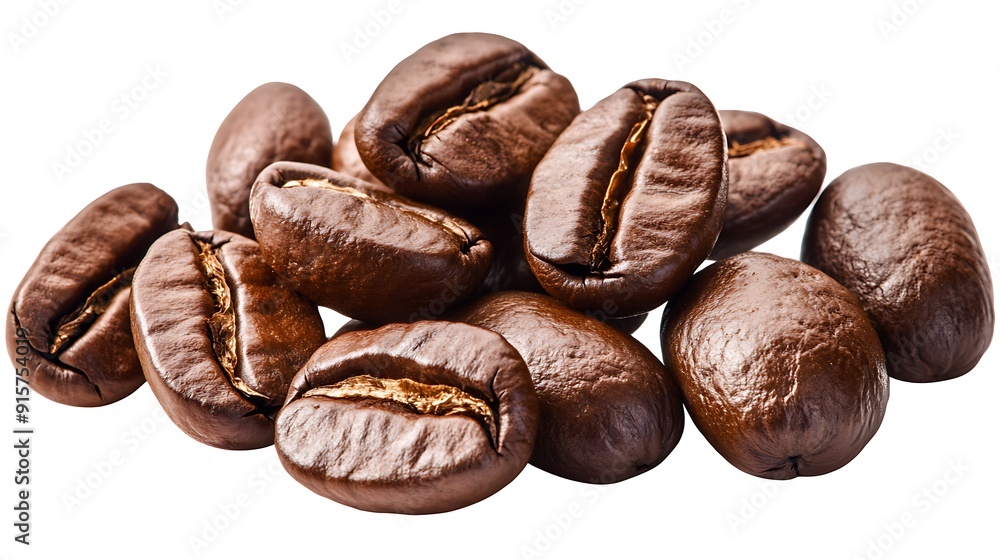 A Pile of Roasted Coffee Beans Isolated on White A Pile of Roasted Coffee Beans Isolated on White