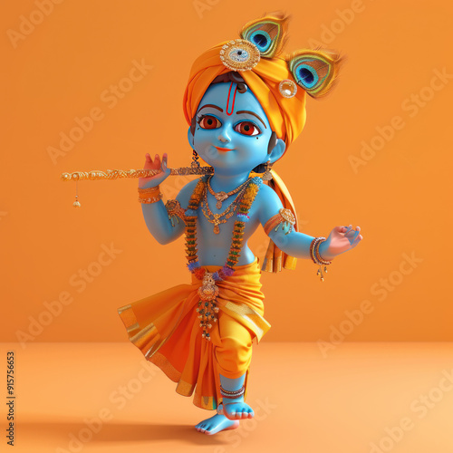 Lord krishna statue. celebrating janmashtami festival