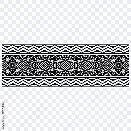 Polynesian tattoo tribal band design. Samoan tattoo tribal ornament border. Decorative seamless pattern.