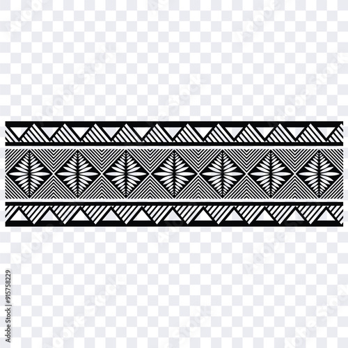 Polynesian pattern tribal tattoo border. Tribal  tattoo geometric fore arm samoan band.Tattoo eps forearm samoan bracelet. Fabric seamless isolated hawaiian pattern on white background.