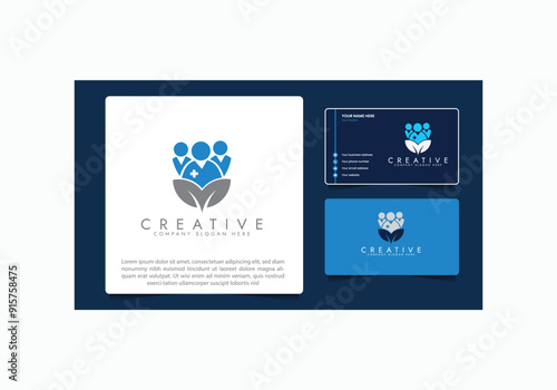 Family Healty busines Abstract icon Medicine logo symbol klinik Vector design with business card.
