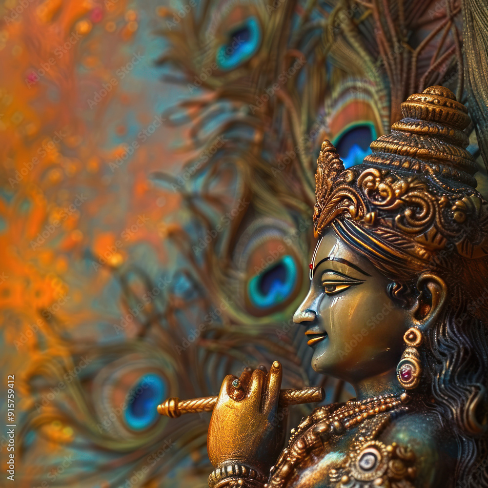 Fototapeta premium Lord krishna statue. celebrating janmashtami festival