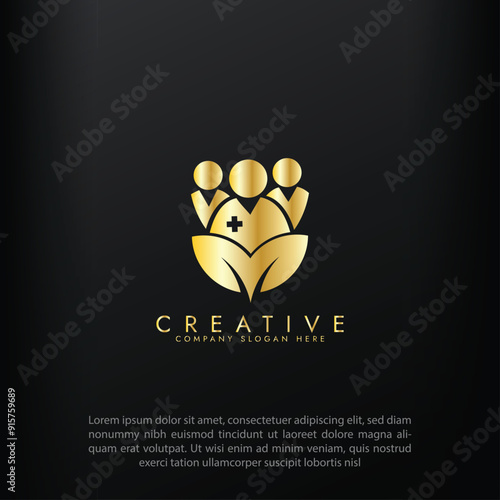 Family Healty busines Abstract golden icon Medicine logo symbol klinik Vector design