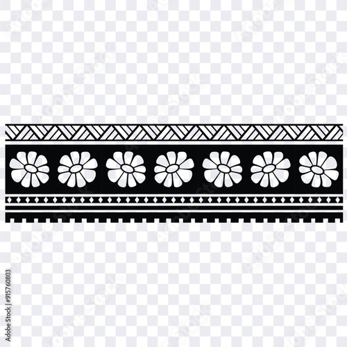 Polynesian pattern tribal tattoo border. Tribal tattoo geometric fore arm samoan band.Tattoo eps forearm samoan sleeve bracelet.Fabric seamless isolated hawaiian pattern on white background.