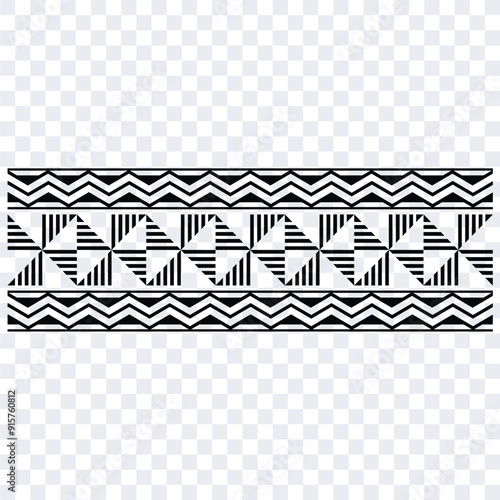 Polynesian pattern tribal tattoo border. Tribal  tattoo geometric fore arm samoan band.Tattoo eps forearm samoan bracelet. Fabric seamless isolated hawaiian pattern on white background.