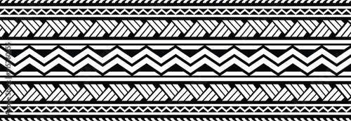 Polynesian pattern tribal tattoo border. Tribal tattoo geometric fore arm samoan band.Tattoo eps forearm samoan sleeve bracelet.Fabric seamless isolated hawaiian pattern on white background.