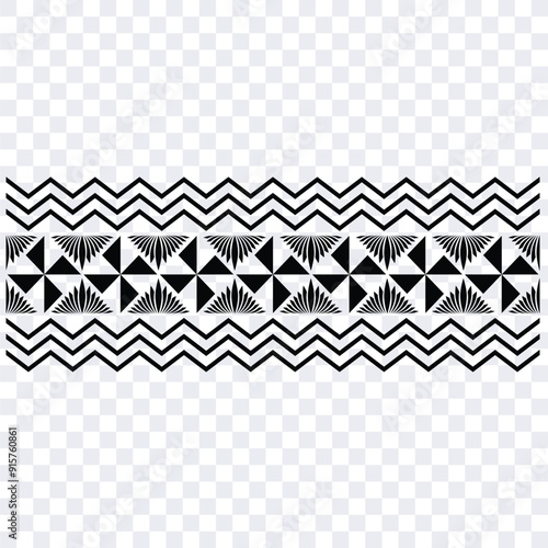 Polynesian pattern tribal tattoo border. Tribal  tattoo geometric fore arm samoan band.Tattoo eps forearm samoan bracelet. Fabric seamless isolated hawaiian pattern on white background.